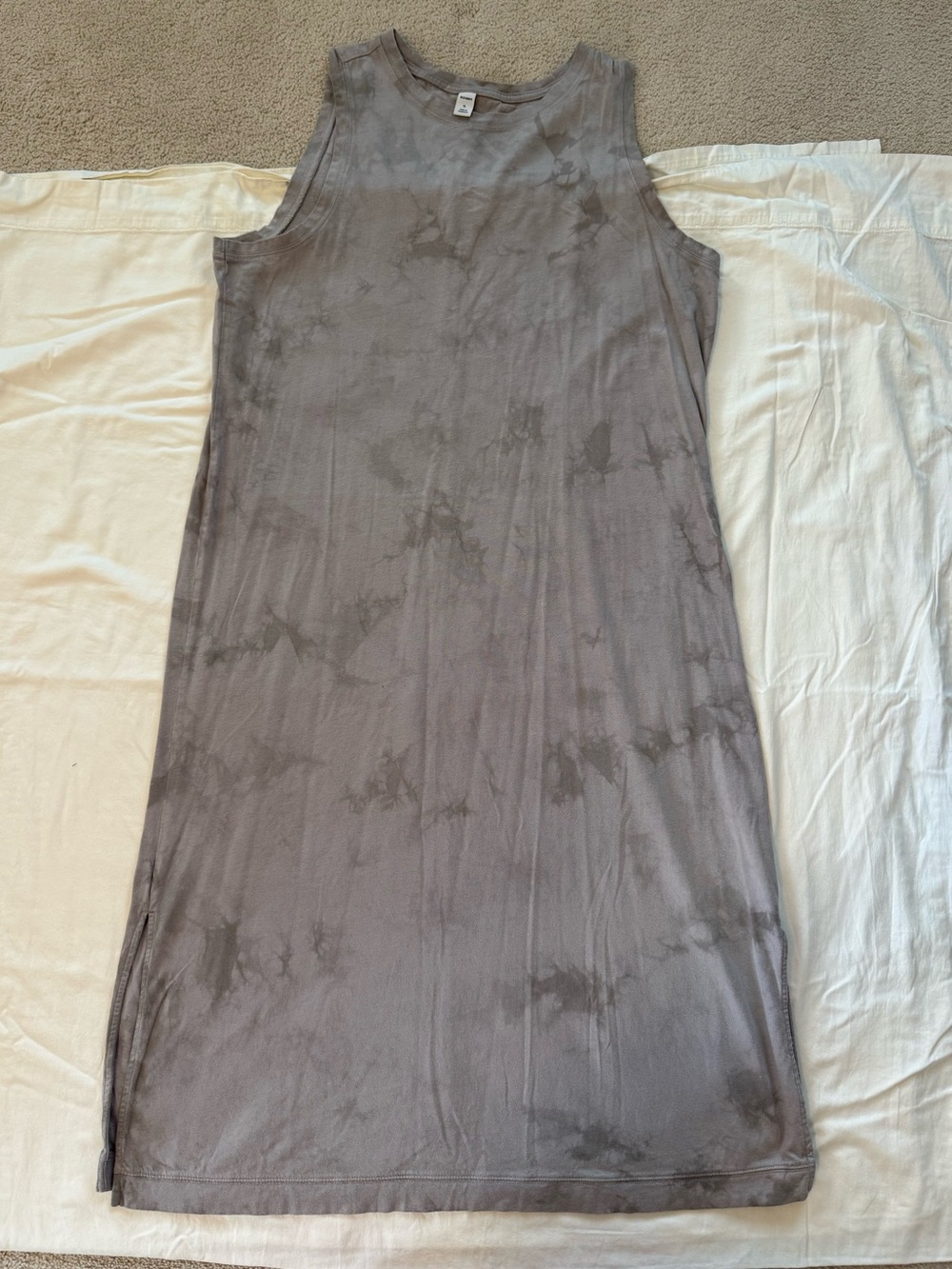 Old Navy Gray Tie Dye Sleeveless T-Shirt Dress XL 100% Cotton Casual Midi
